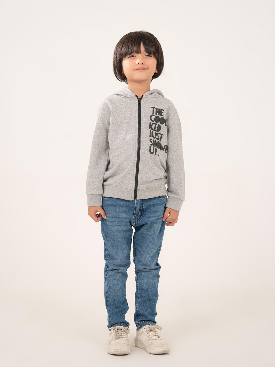 BOYS GRAY TERRY ZIPPER