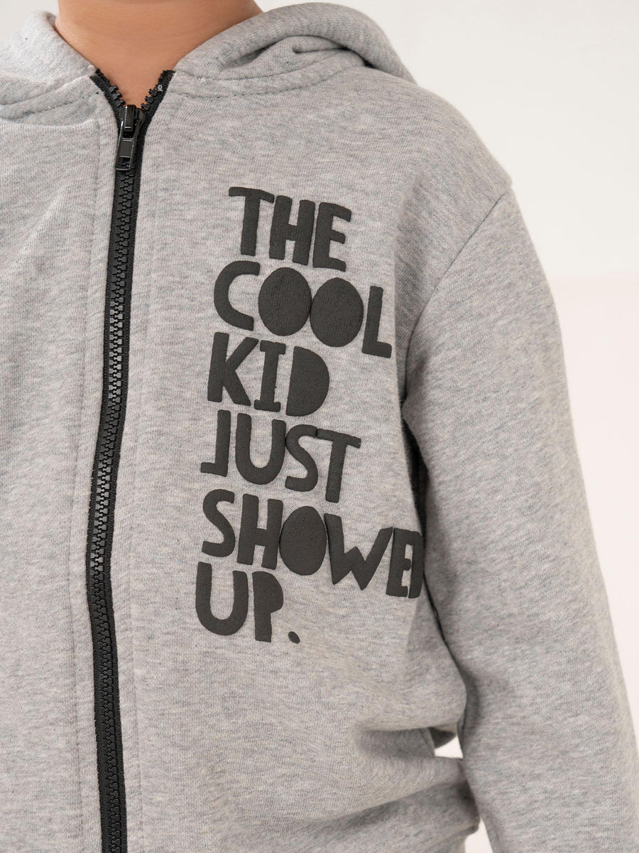 BOYS GRAY TERRY ZIPPER