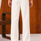 White Straight Leg Trousers - Men