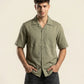 STRIPE TEXTURED CAMP COLLAR SHIRT