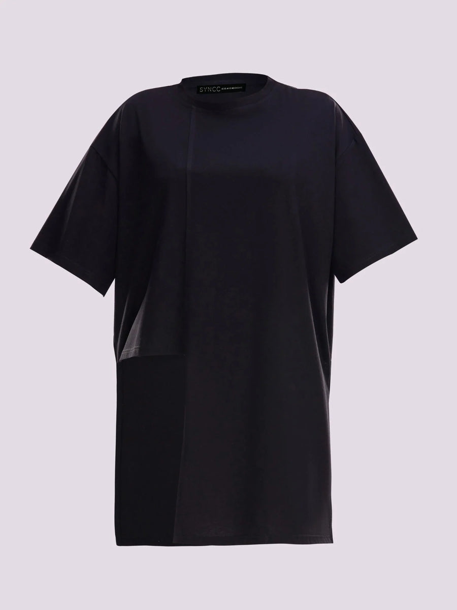 SYNCC BY J. - BLACK ASYMMETRICAL T-SHIRT