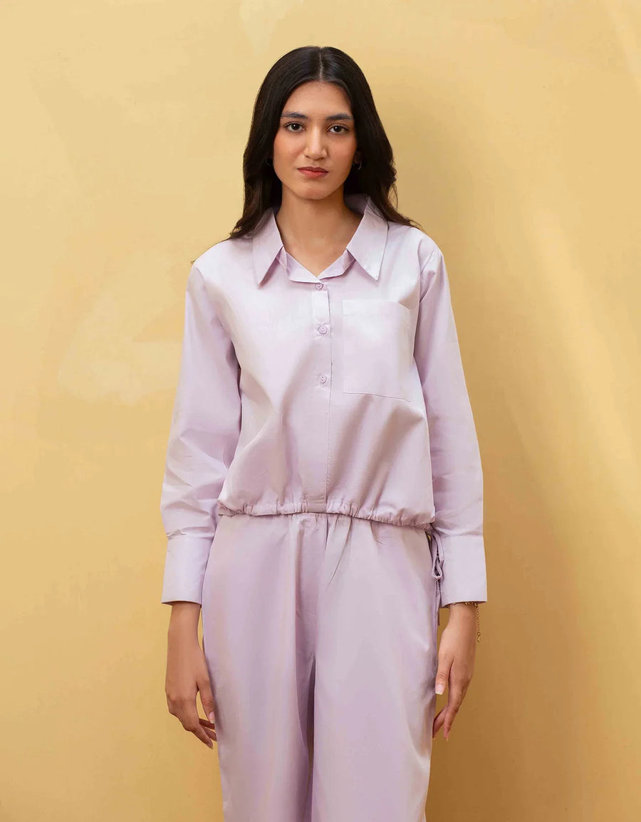 POPLIN SHIRT WITH ADJUSTABLE DRAWSTRING