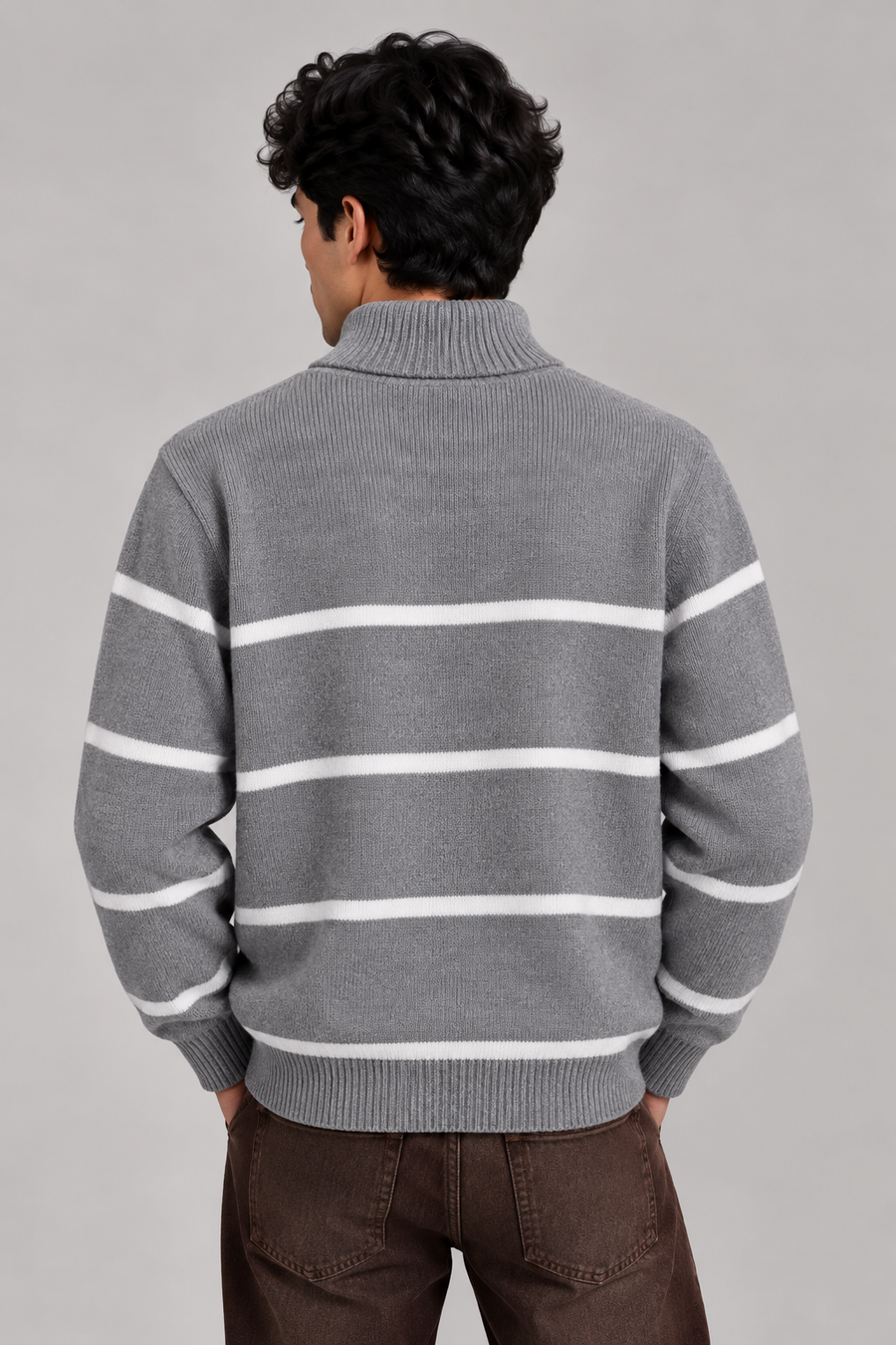 ASTOR HALF-ZIP KNIT - Grey