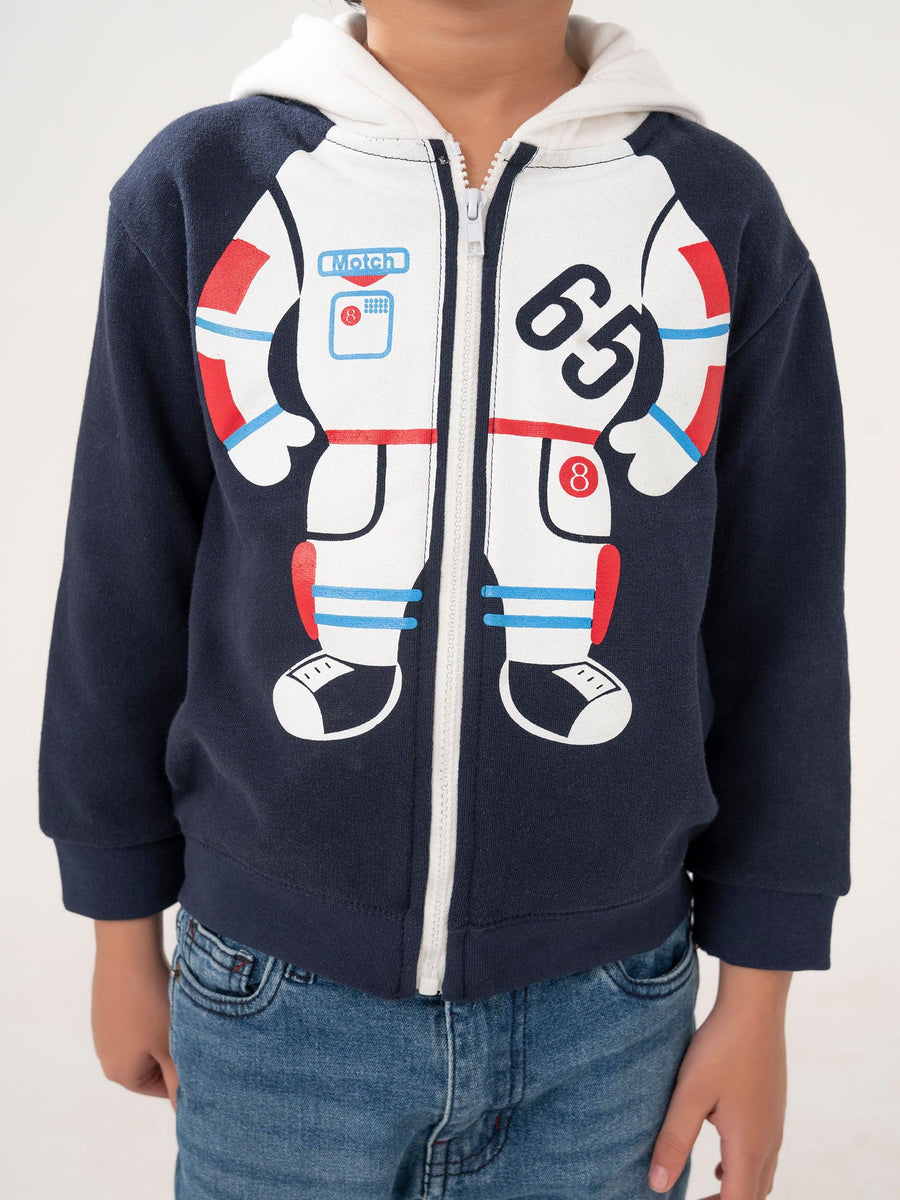 BOYS NAVY BLUE TERRY ZIPPER
