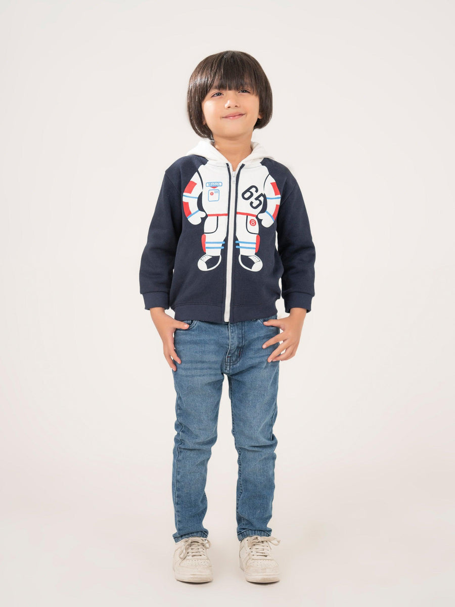 BOYS NAVY BLUE TERRY ZIPPER