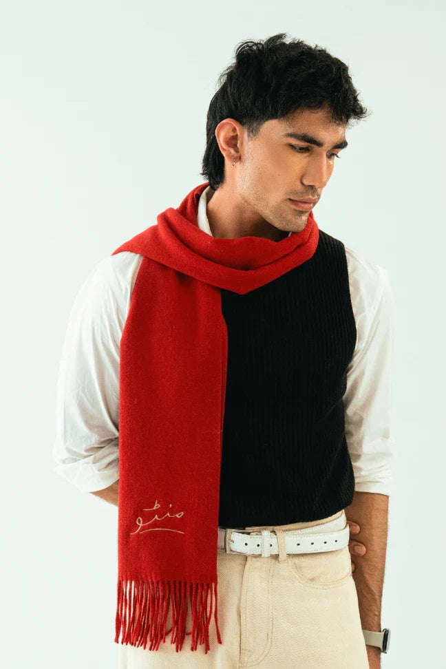 Cashmere Stole - Fiery Red