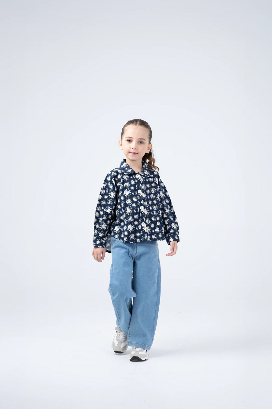 Navy Spark Flannel Top