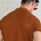 Caramel Heritage Boxy Rib Knit Polo