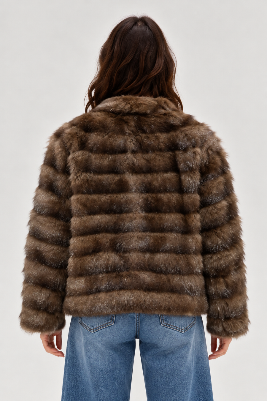 CLASSIC FAUX FUR JACKET - CHOCOLATE BROWN