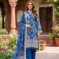 03 Piece Stitched Embroidered with cutwork embroidered chiffon dupatta