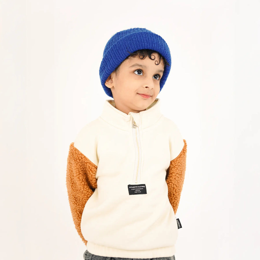 Fur Sleeve Quater Zipper