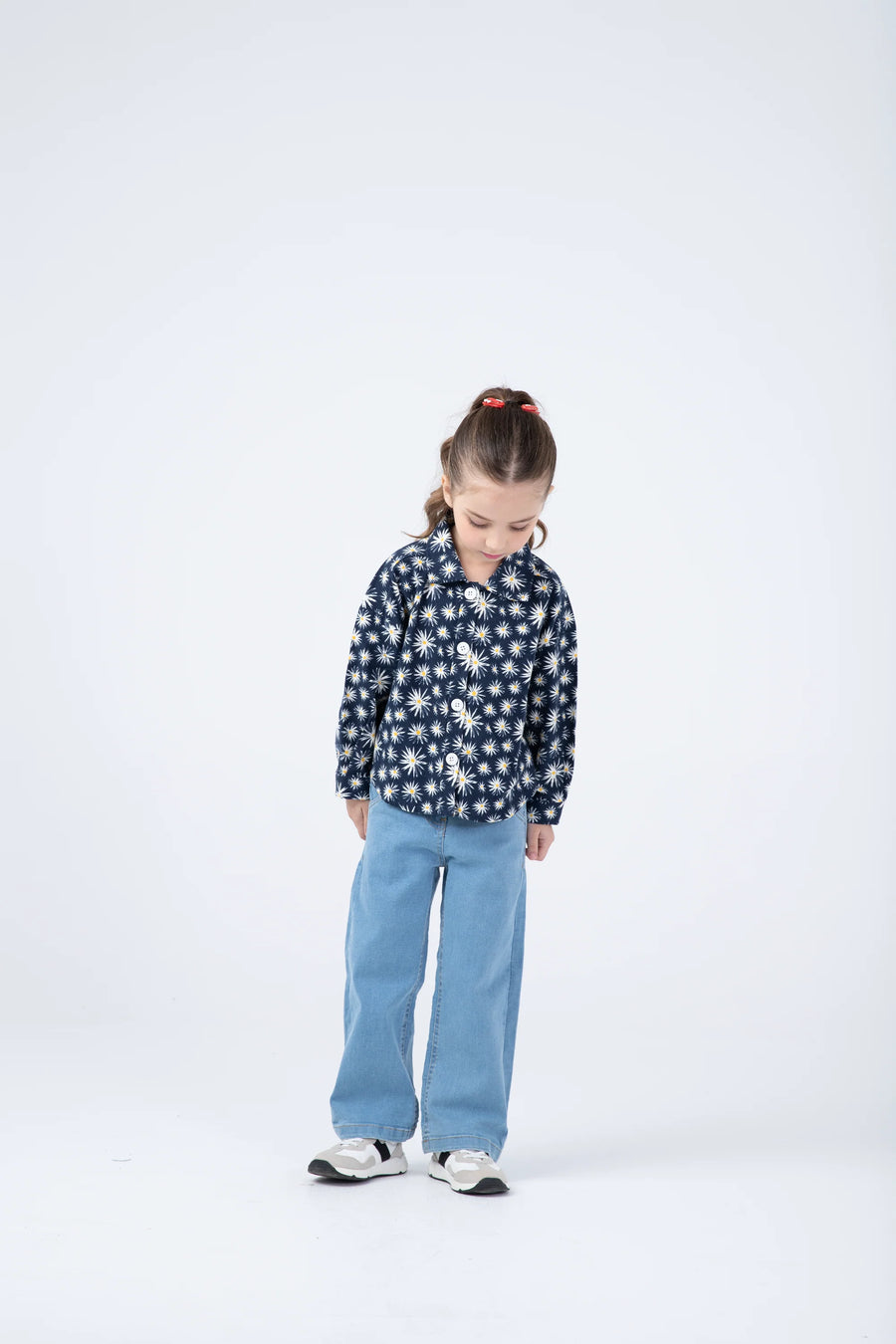Navy Spark Flannel Top