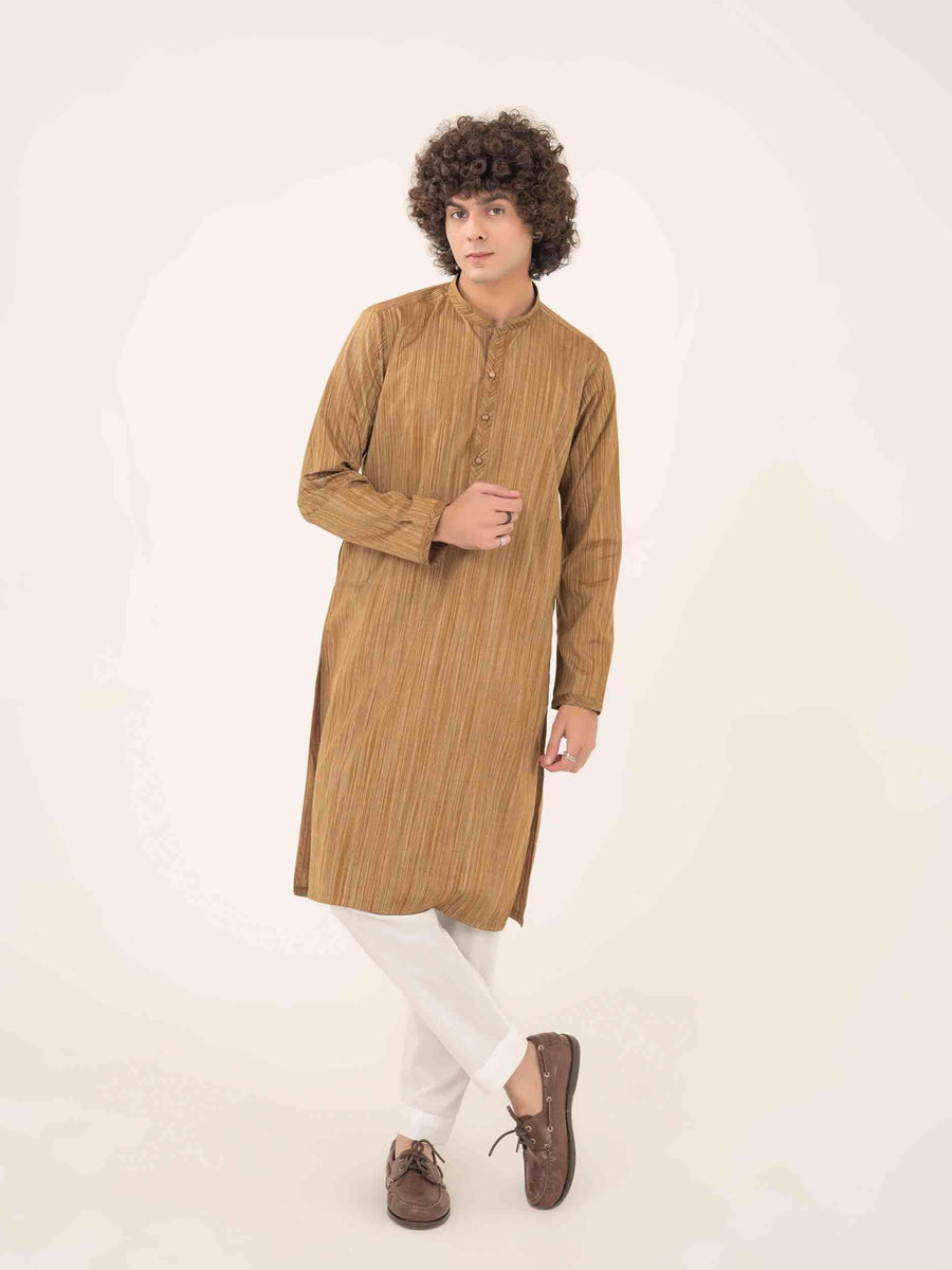 TROPICAL YARN DYED MUSTARD KURTA