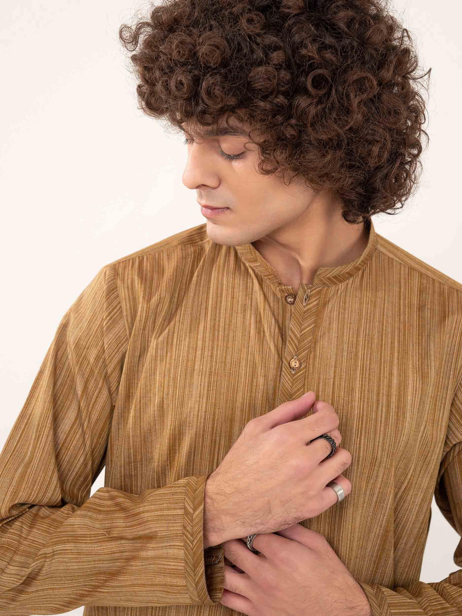 TROPICAL YARN DYED MUSTARD KURTA