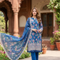 03 Piece Stitched Embroidered with cutwork embroidered chiffon dupatta