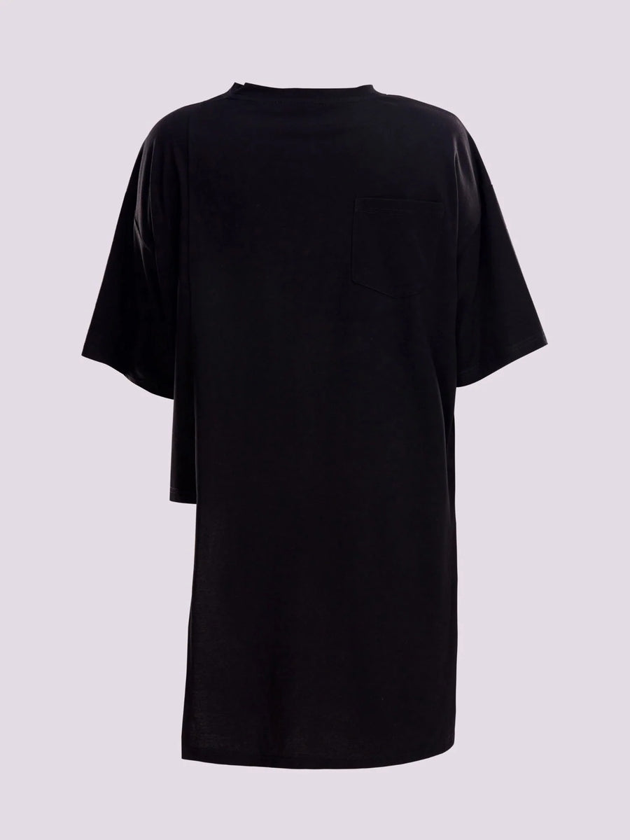 SYNCC BY J. - BLACK ASYMMETRICAL T-SHIRT