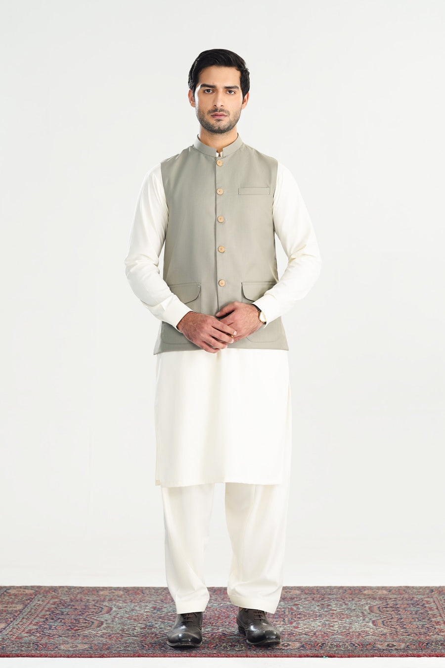 Sand Grey Suiting Waistcoat - A-Line Cut - Men