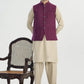 Plum Handloomed Khaddar Waistcoat - A-Line Cut - Men