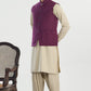 Plum Handloomed Khaddar Waistcoat - A-Line Cut - Men