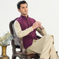 Plum Handloomed Khaddar Waistcoat - A-Line Cut - Men