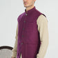 Plum Handloomed Khaddar Waistcoat - A-Line Cut - Men
