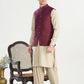Burgundy Suiting Waistcoat - A-Line Cut - Men