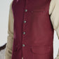 Burgundy Suiting Waistcoat - A-Line Cut - Men