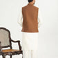 Bosky White Kurta Shalwar with Camel Khaddar Waistcoat - A-Line Cut - Men