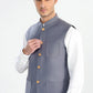 Bluish Grey Suiting Waistcoat - A Line Cut - Men