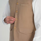 Off White Kurta Shalwar with Beige Khaddar Waistcoat - A-Line Cut - Men