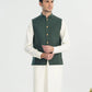 Army Green Textured Blended Waistcoat - A-Line Cut - Men
