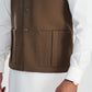 Off White Kurta Shalwar with Olive Brown Khaddar Waistcoat - Straight Cut - Men