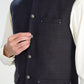 Bosky White Kurta Shalwar with Black Khaddar Waistcoat - A-Line Cut - Men