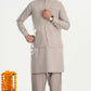 Dull Nude Kameez Shalwar with Blended Waistcoat - A-Line Cut - Men