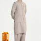 Dull Nude Kameez Shalwar with Blended Waistcoat - A-Line Cut - Men