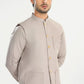 Dull Nude Kameez Shalwar with Blended Waistcoat - A-Line Cut - Men