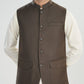Bosky White Kurta Shalwar with Taupe Suiting Waistcoat - Straight Cut - Men