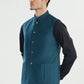 Teal Blue Suiting Waistcoat - Straight Cut - Men