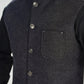 Black Kurta Shalwar with Textured Blended Waistcoat - A-Line Cut - Men