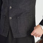 Black Kurta Shalwar with Textured Blended Waistcoat - A-Line Cut - Men