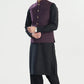 Dark Purple Textured Blended Waistcoat - Straigth Cut - Men
