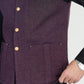 Dark Purple Textured Blended Waistcoat - Straigth Cut - Men