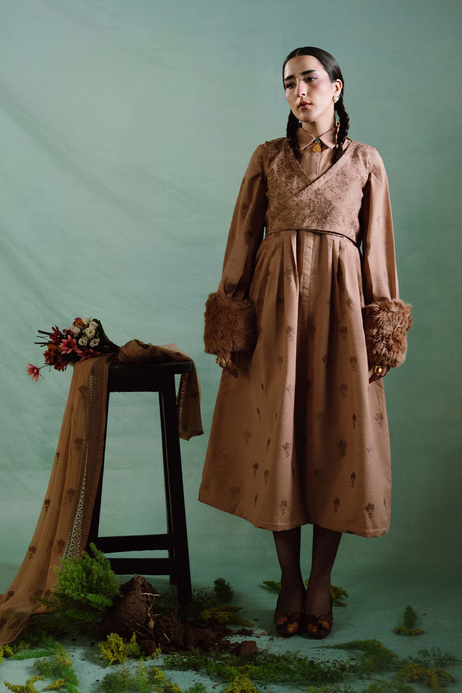 3 Piece - Embroidered Karandi Suit (Unstitched)