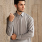 Ash Grey French Collar Kameez Shalwar - Men