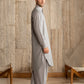 Ash Grey French Collar Kameez Shalwar - Men