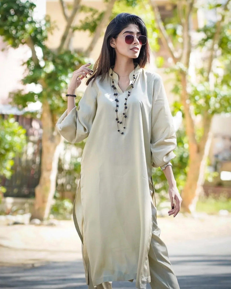 Beige Two Piece Dress