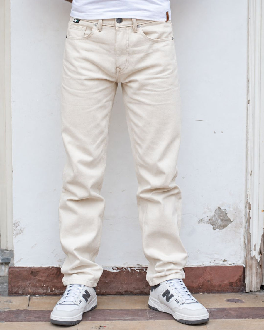 Beige Straight Fit Jeans