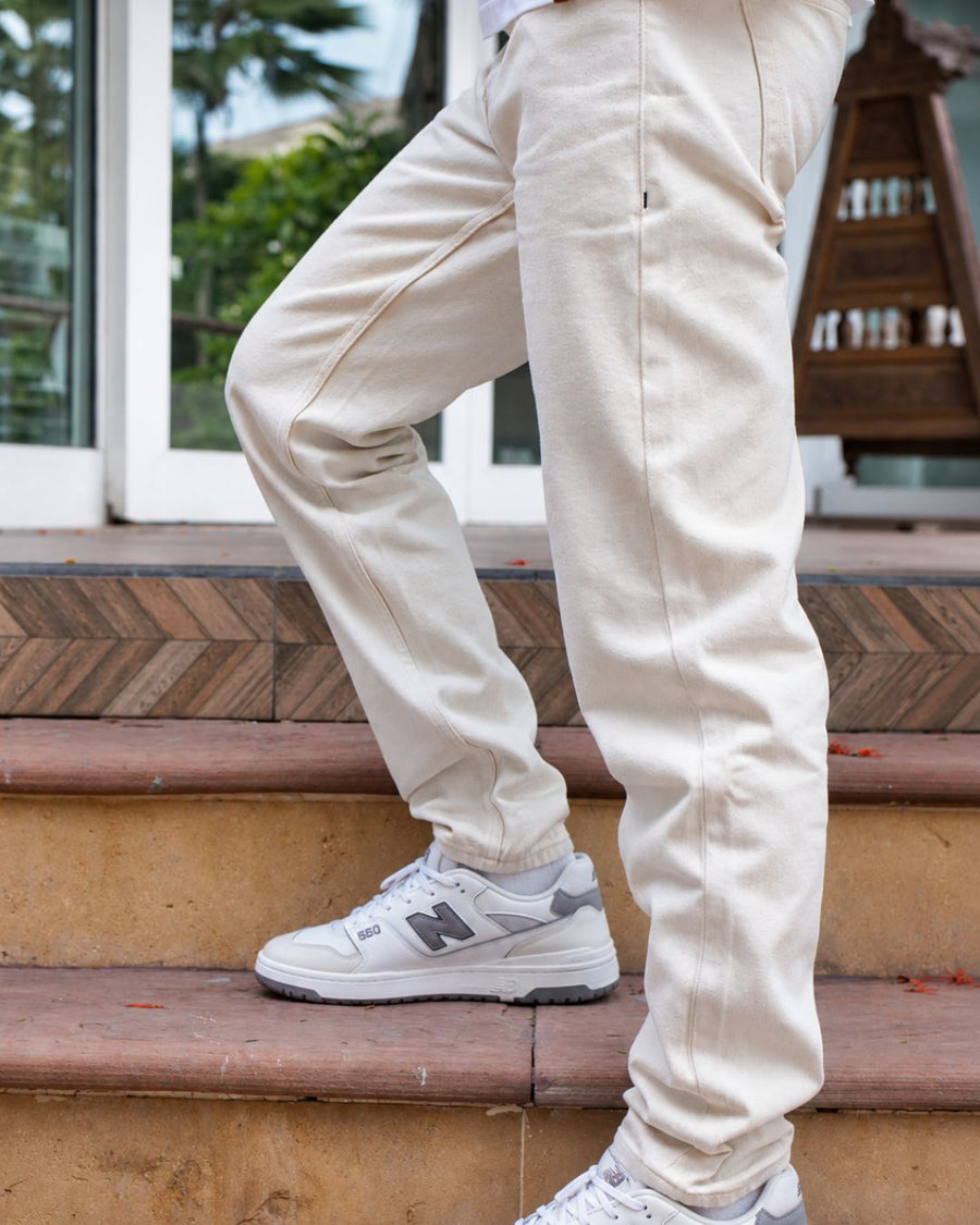 Beige Straight Fit Jeans