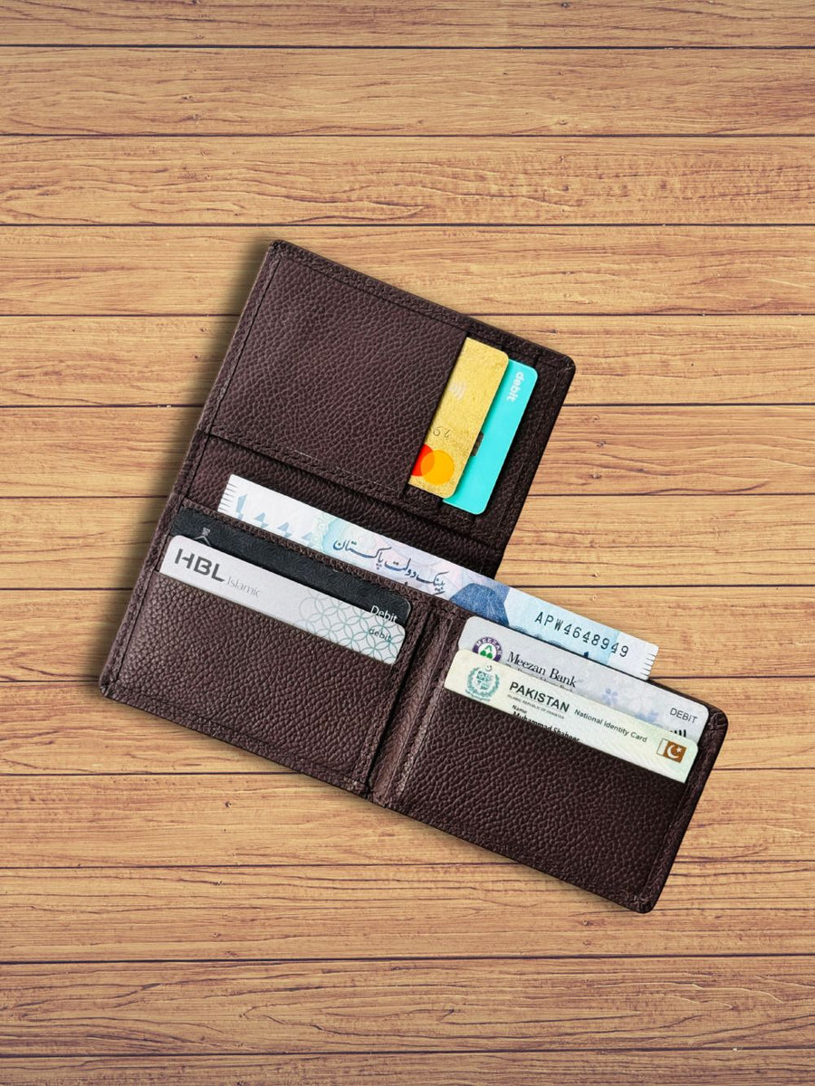 Brown Foldable Compact Leather Wallet