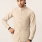 Light Beige Kurta Shalwar with Pick-Stitch Matching Waistcoat - Men